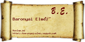 Baronyai Elmó névjegykártya
